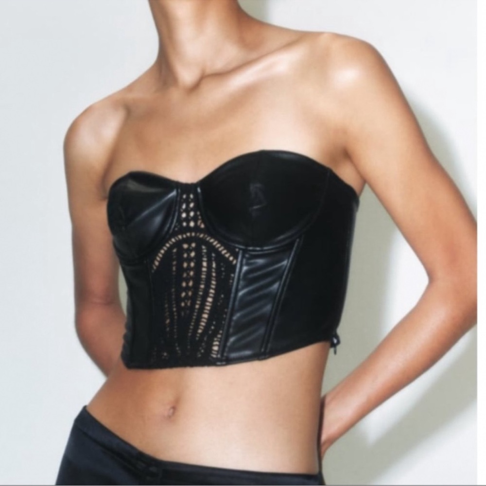 Zara Black Strapless Crop Top